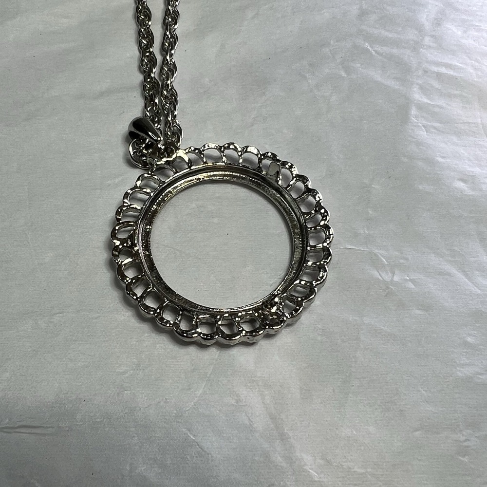 925 Sterling Silver Dime Bezel Coins Prong‎ Back Illusion Edge 24" Chain - Picture 5 of 6